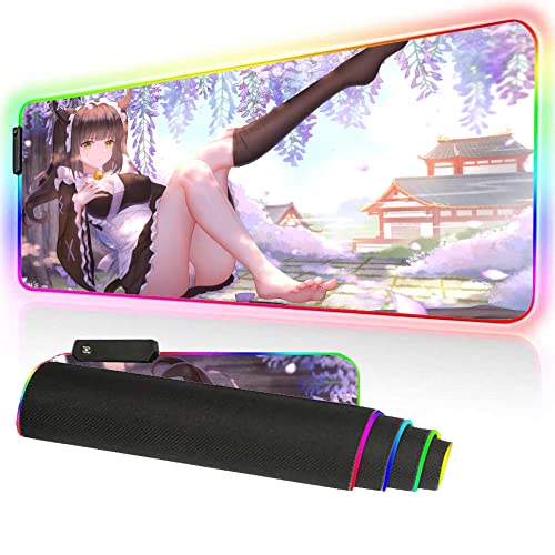 Almohadillas de ratón Anime Cute Girl Gaming Mouse Pad RGB LED Accesorios Teclado PC Notebook Gamer...