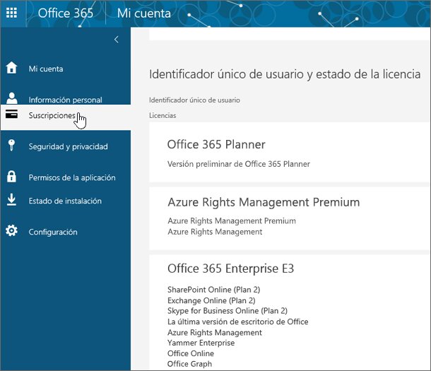 Acceder a la información de la licencia a través de la aplicación de Office