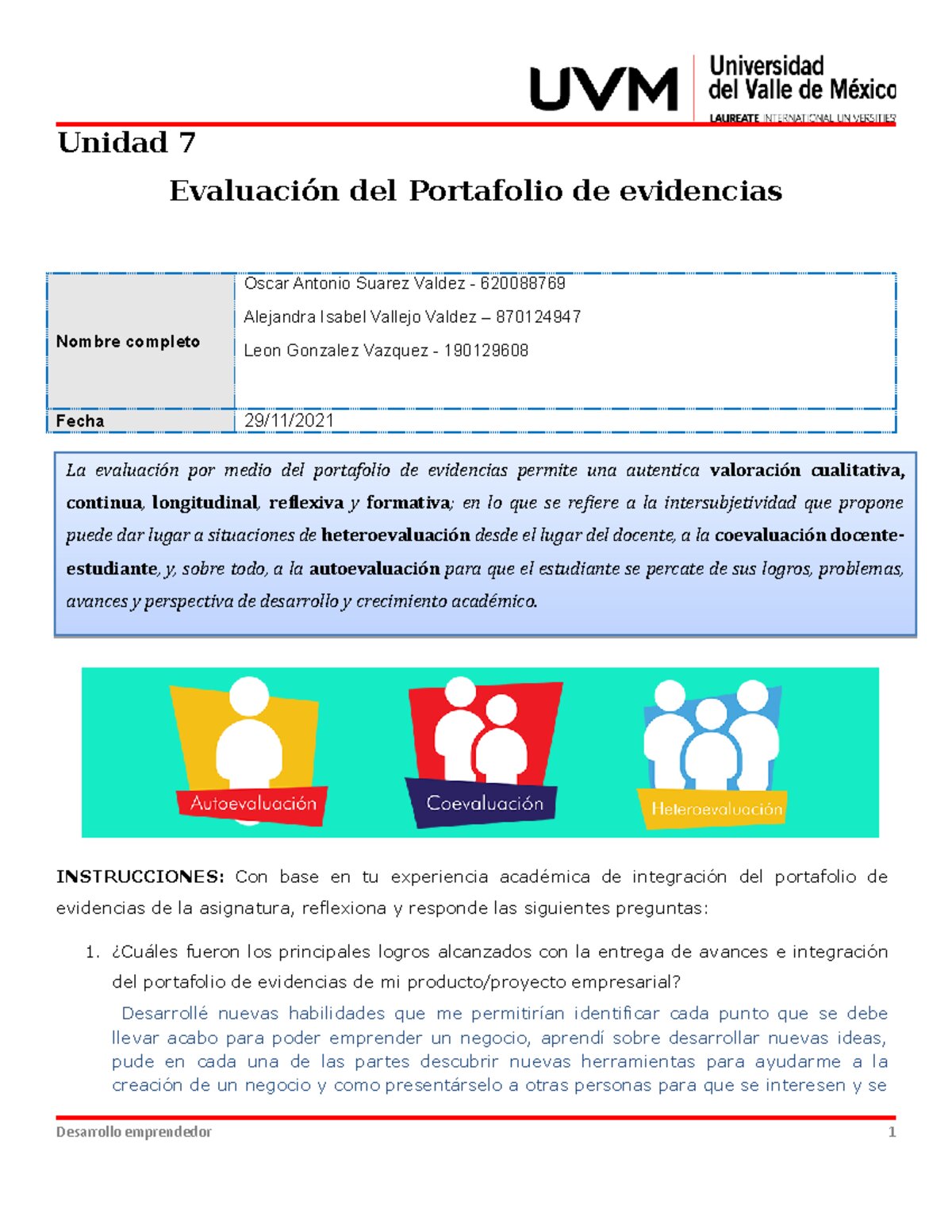 Evaluación de la Experiencia y el Portafolio del Equipo